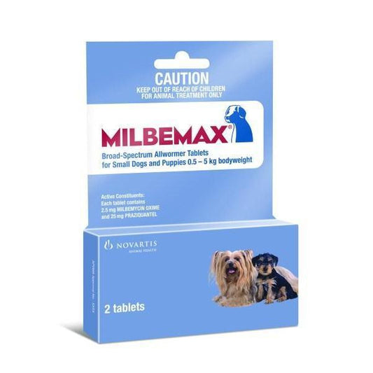 Milbemax Small Dog Under 5 Kg (11lbs)  2 Tab Pack