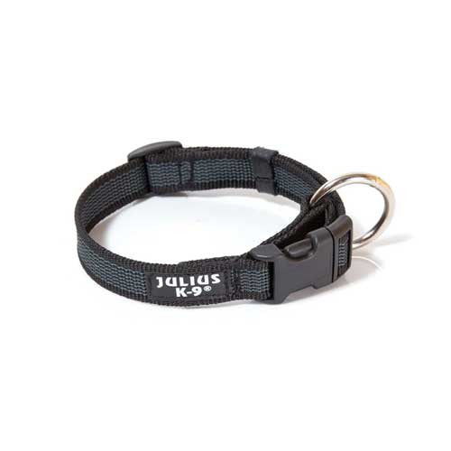 Julius-K9 Color & Grey Collar For Dogs Width (3/4" / 20 mm) Length (10.5"-16.5" / 27-42 cm), Black-Grey