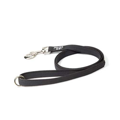 Julius-K9 Color & Grey Super-Grip Leash Black-Grey Width (1/2" / 14mm) Lenght (4ft / 1.2 m) With Handle and O ring, Max for 66lb/30 kg Dog