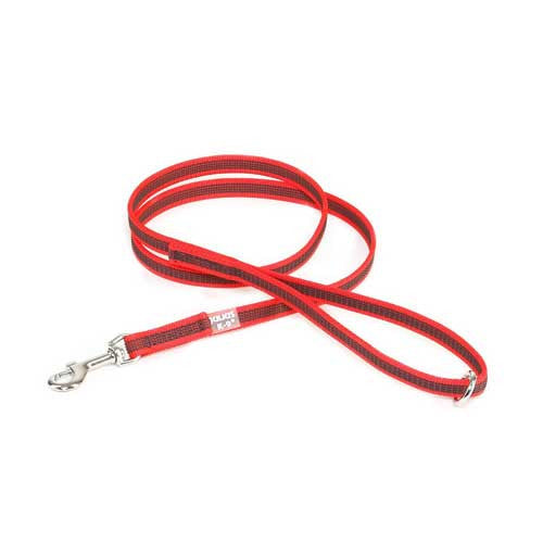 Julius-K9 Color & Grey Super-Grip Leash Red-Grey Width (1/2" / 14mm) Lenght (4ft / 1.2 m) With Handle and O ring, Max for 66lb/30 kg Dog
