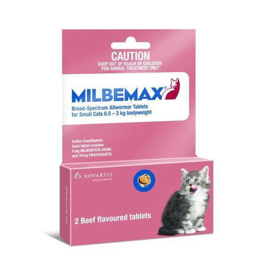 Milbemax Wormer For Kittens and Small Cats 1-4lbs (0.5-2kg) - 2 Tablets