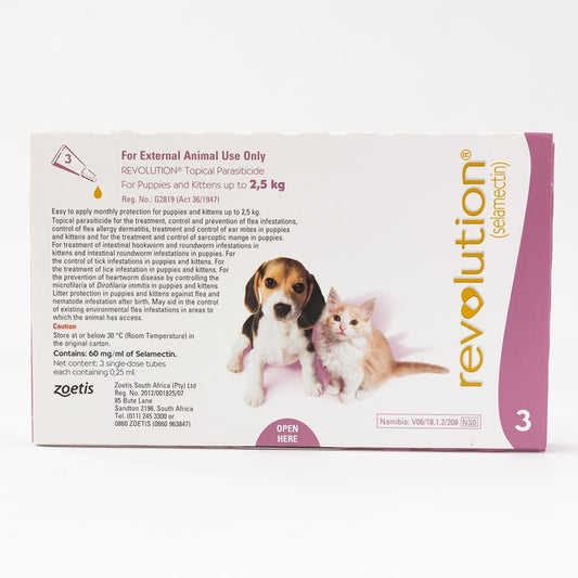 Revolution (Pink) for Puppies and Kittens up to 2.5kg (less than 5lbs), 3 Pack