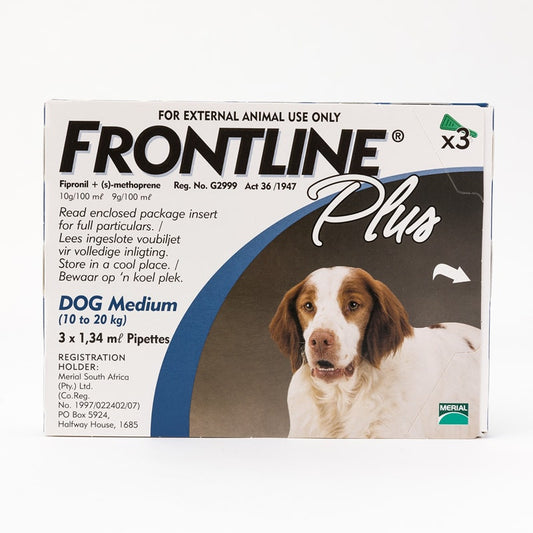 Frontline Plus Medium Dogs 23-44lbs(10-20kg), 3 Pack
