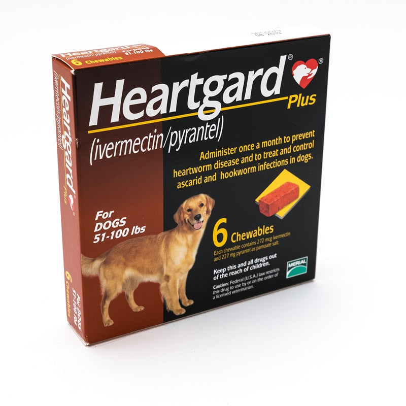 Heartgard Plus (Brown) Chewables for Dogs 51-100lbs(23-45kg), 6 Pack