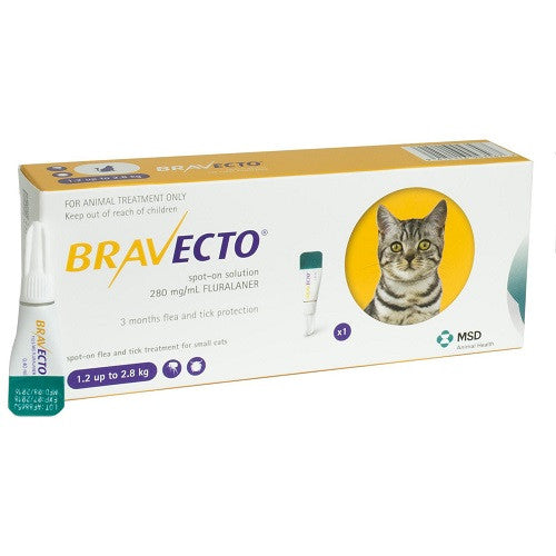 Bravecto 112,5 mg solución puntual para gatos pequeños 1,2-2,8 kg (3-6 libras)