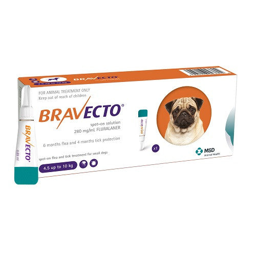 Bravecto Spot-On 250 mg pour petits chiens &gt;4,510 kg (9-22 lbs)