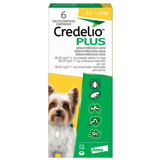 Credelio Plus 56,25 mg / 2,11 mg comprimés à croquer pour chiens (paquet de 6)