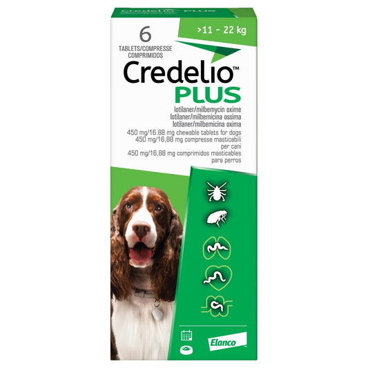 Credelio Plus 450 mg/16,88 mg comprimés à croquer pour chiens (paquet de 6)