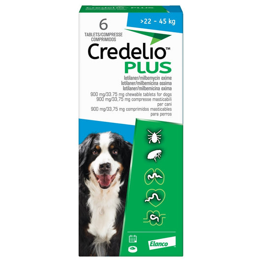 Credelio Plus 900 mg/33,75 mg comprimés à croquer pour chiens (paquet de 6)