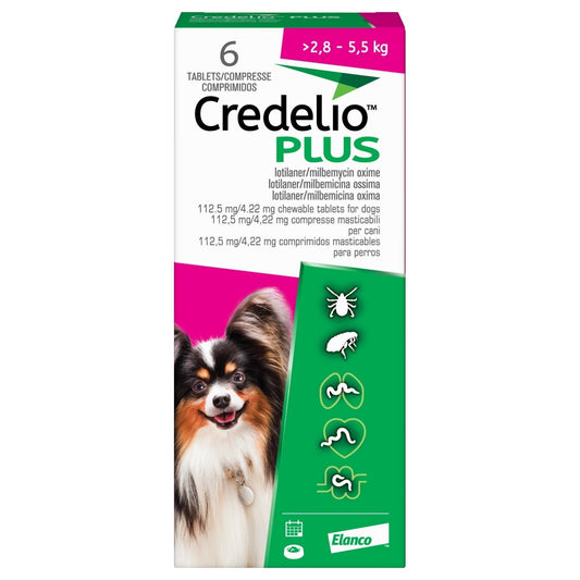 Credelio Plus 112,5 mg / 4,11 mg comprimés à croquer pour chiens (paquet de 6)