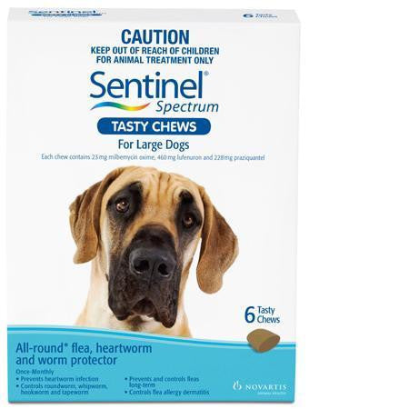 Sentinel Spectrum pour grands chiens de 50 à 100 lb (22 à 45 kg), paquet de 6
