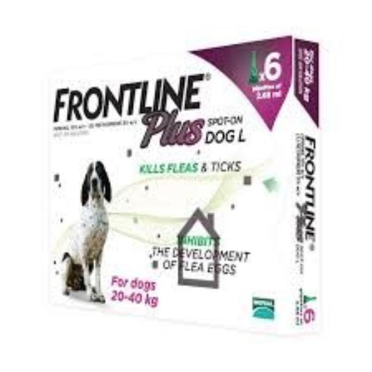 Frontline Plus Perros grandes de 45 a 88 libras (20 a 40 kg), paquete de 6