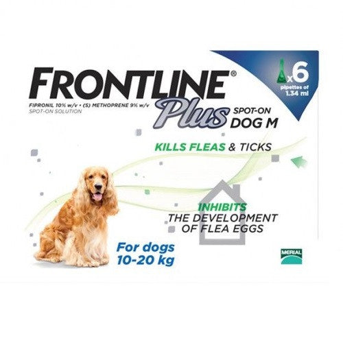 Frontline Plus Perros medianos de 23 a 44 libras (10 a 20 kg), paquete de 6
