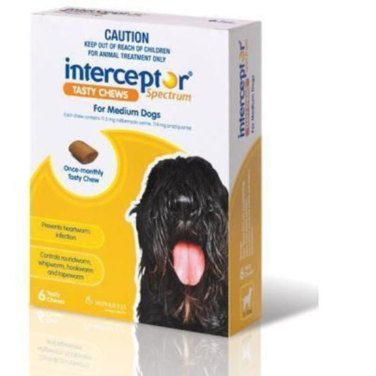 Interceptor Spectrum pour chiens de taille moyenne, 11 à 22 kg (24 à 48 lb), 6 bouchées savoureuses