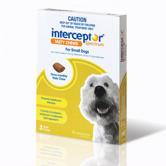 Interceptor Spectrum pour petits chiens de 4 à 11 kg (8,8 à 24 lb), 3 bouchées savoureuses