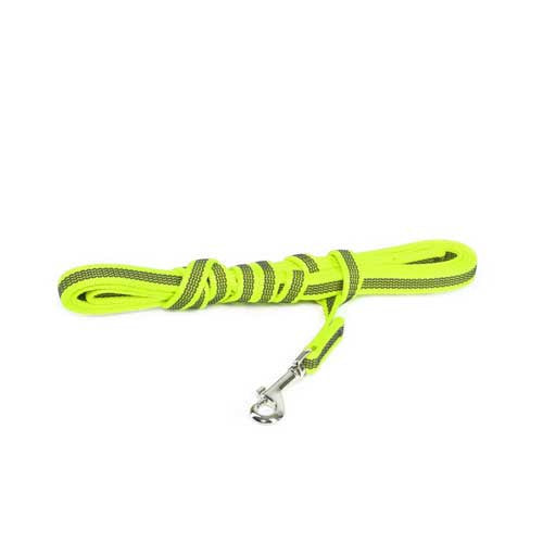 Julius-K9 Color & Grey Super-Grip Leash -Neon-Grey Width (1/2" / 14mm) Lenght (10ft / 3 m) With Handle, Max for 66lb/30 kg Dog