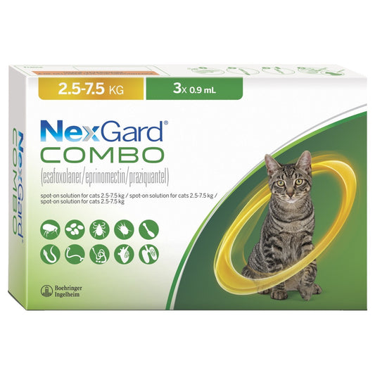 Nexgard Combo Grand Chat 3 pack 0,9mg 2,5-7kg (5,5-15,5Lbs)