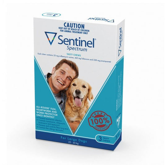 Sentinel Spectrum pour grands chiens de 50 à 100 lb (22 à 45 kg), paquet de 3