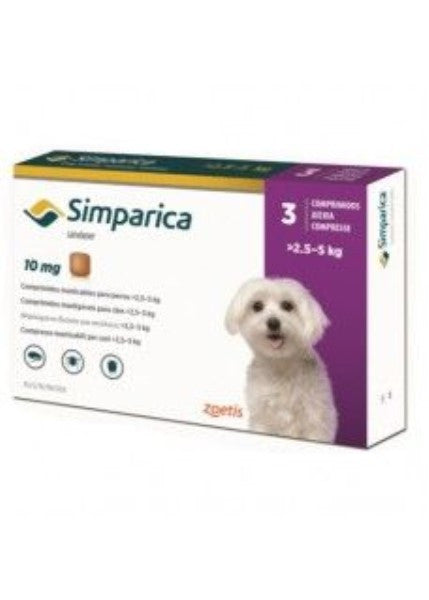 Simparica 10 mg, comprimés à croquer pour chiens &gt; 2,5 à 5 kg (6 à 11 lb)