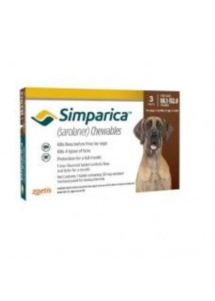 Simparica 120 mg, comprimés à croquer pour chiens &gt; 40 à 60 kg (88 à 132 lb)