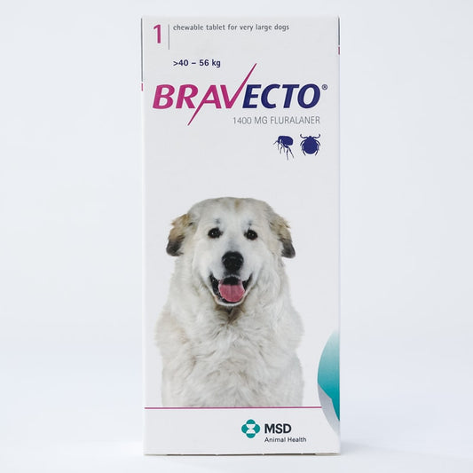 Bravecto 1400 mg pour chiens de très grande taille pesant 40 à 56 kg (88 à 123 lb)