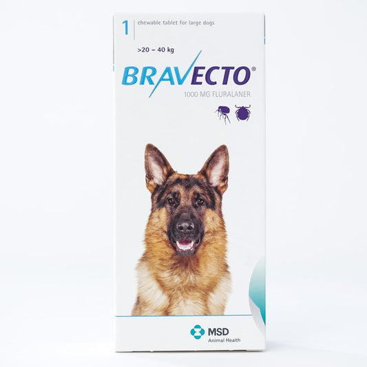 Bravecto 1000 mg pour grands chiens de 20 à 40 kg (44 à 88 lb)