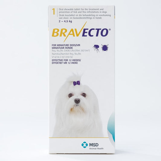 Bravecto 112 mg pour très petits chiens de 2 à 4 kg (4,4 à 8,8 lb)