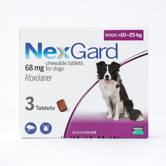 NexGard à mâcher pour chiens de taille moyenne de 10 à 25 kg (24,1 à 60 lb), paquet de 3