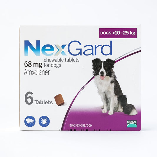 NexGard à mâcher pour chiens de taille moyenne de 10 à 25 kg (24,1 à 60 lb), paquet de 6