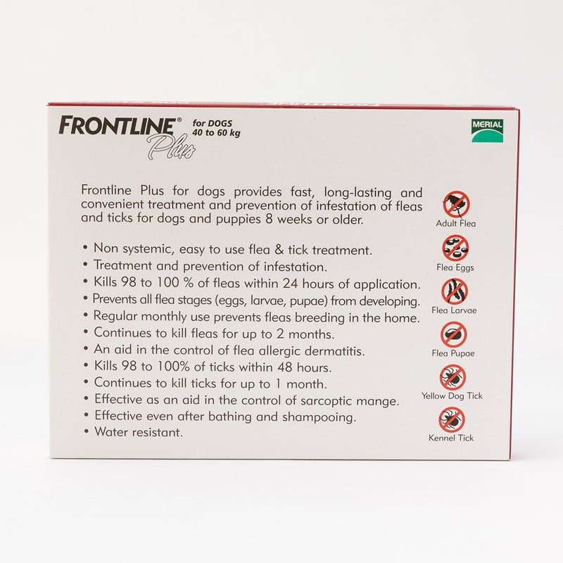 Frontline Plus Perros extragrandes de 88 a 132 libras (40 a 60 kg), paquete de 3