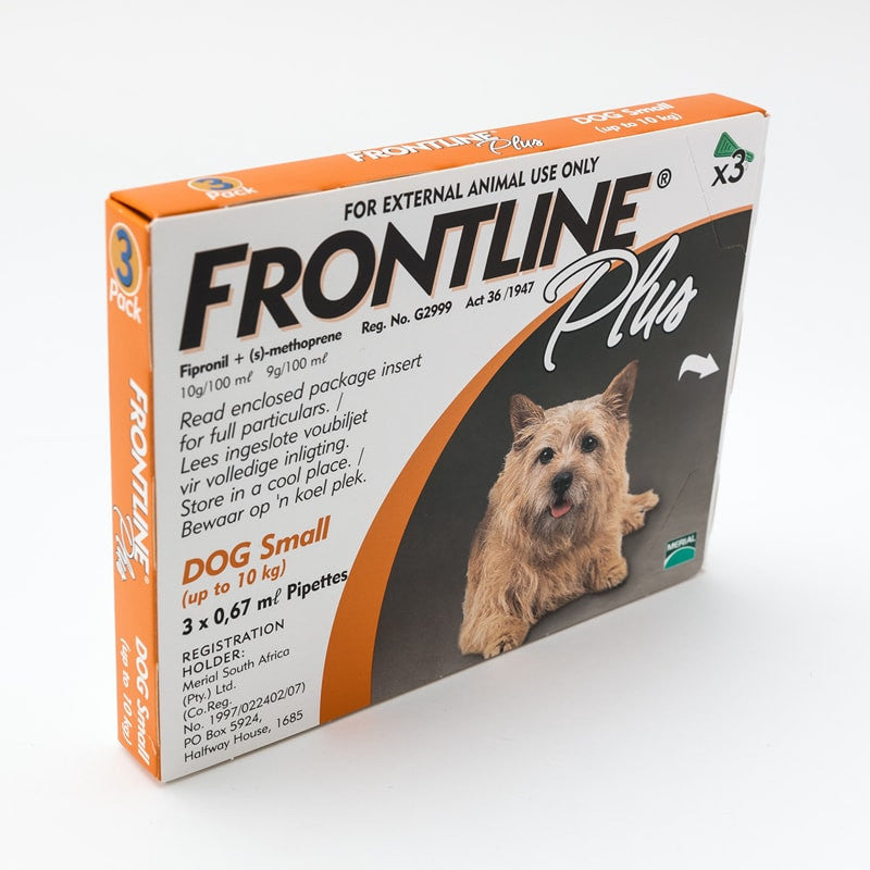 Frontline Plus para perros pequeños de menos de 10 kg (22 lb), paquete de 3