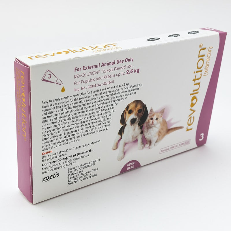Revolution (Pink) for Puppies and Kittens up to 2.5kg (less than 5lbs), 3 Pack