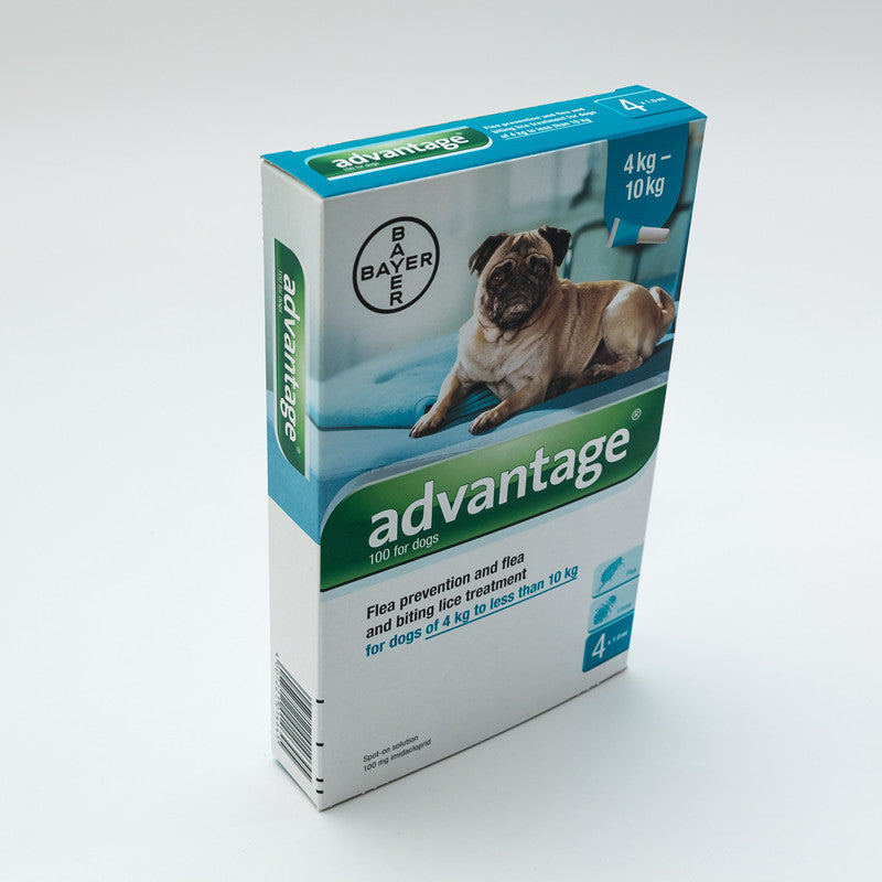 Advantage (Aqua) Medium Dogs 4-10kg (8.8-22lbs), 4 Pack