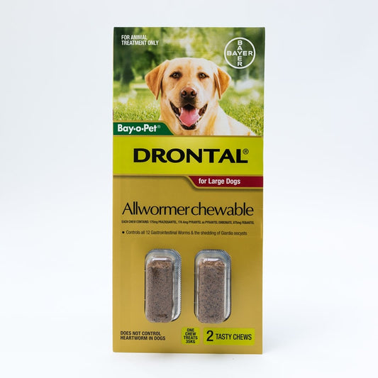 Drontal Allwormer à croquer pour grands chiens de 22 à 77 lb (10 à 35 kg)